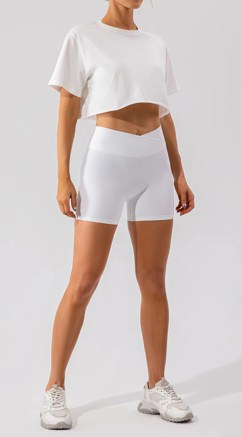 Outdoor Dance Sports Short-sleeved Yoga Shirts Women Casual Running Fitness Tops Loose Sports T-shirts Yoga Clothes Gym Crop Top