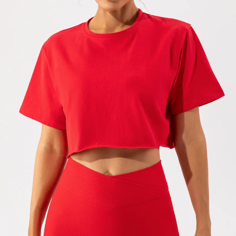 Outdoor Dance Sports Short-sleeved Yoga Shirts Women Casual Running Fitness Tops Loose Sports T-shirts Yoga Clothes Gym Crop Top