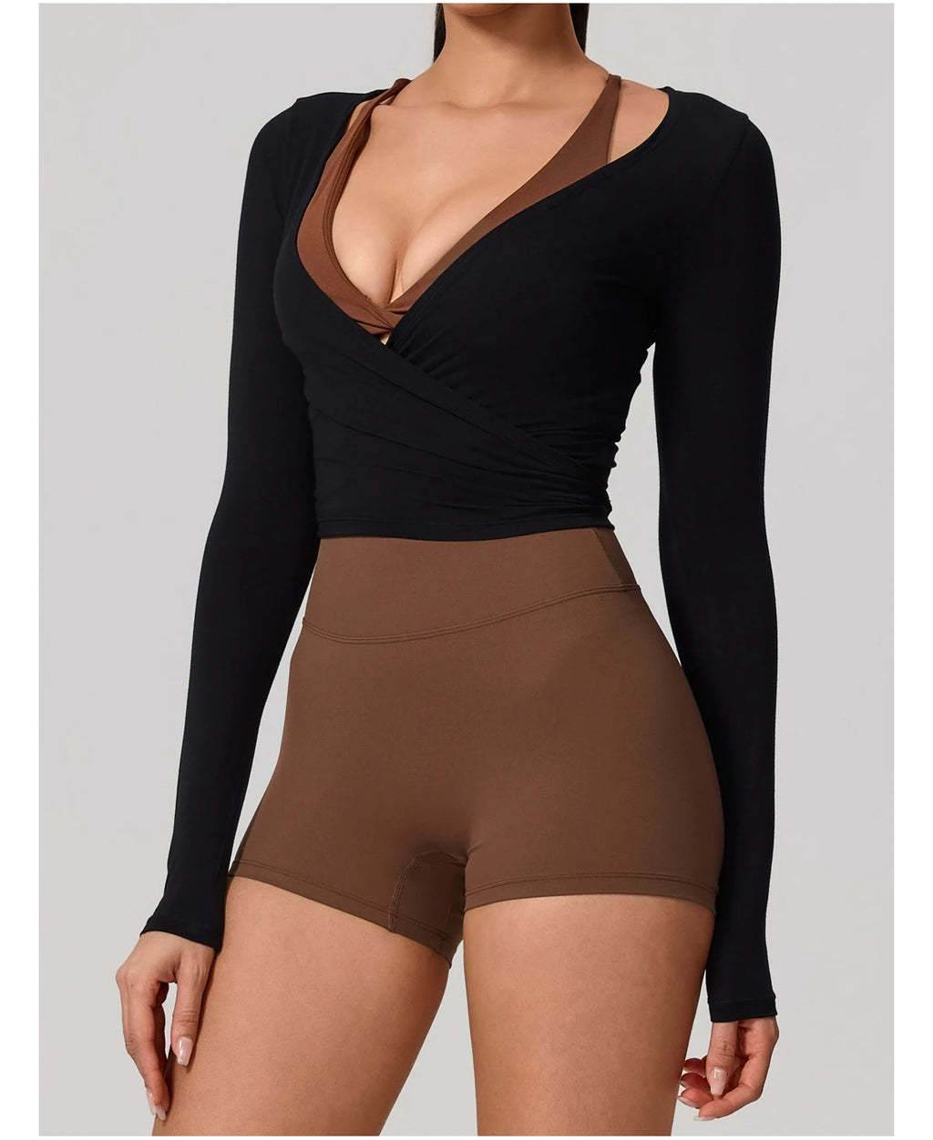 Hearuisavy Women's Yoga Shirt Long Sleeve Sportswear Gym Casual Breathable Quick Dry Sports Top Pilates Dance Ballet Wrap Tops