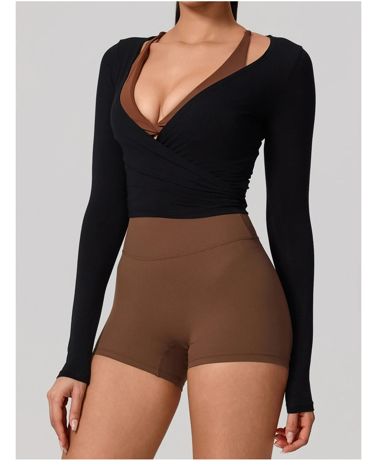 Hearuisavy Women's Yoga Shirt Long Sleeve Sportswear Gym Casual Breathable Quick Dry Sports Top Pilates Dance Ballet Wrap Tops