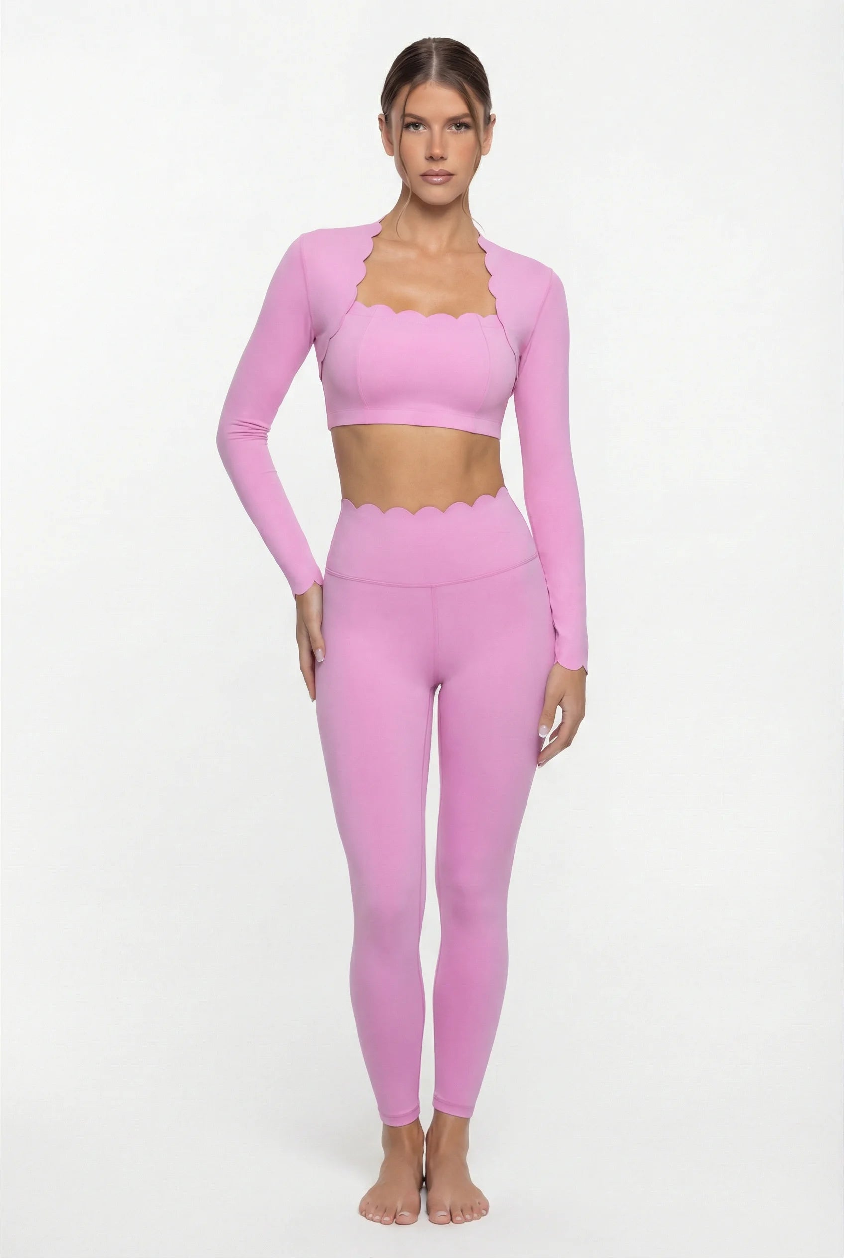 Black Square Neck Tight High Elastic Skinny Yoga Sports Long Sleeves Fashion Compression Pants Fitness Leggings Workout Tights