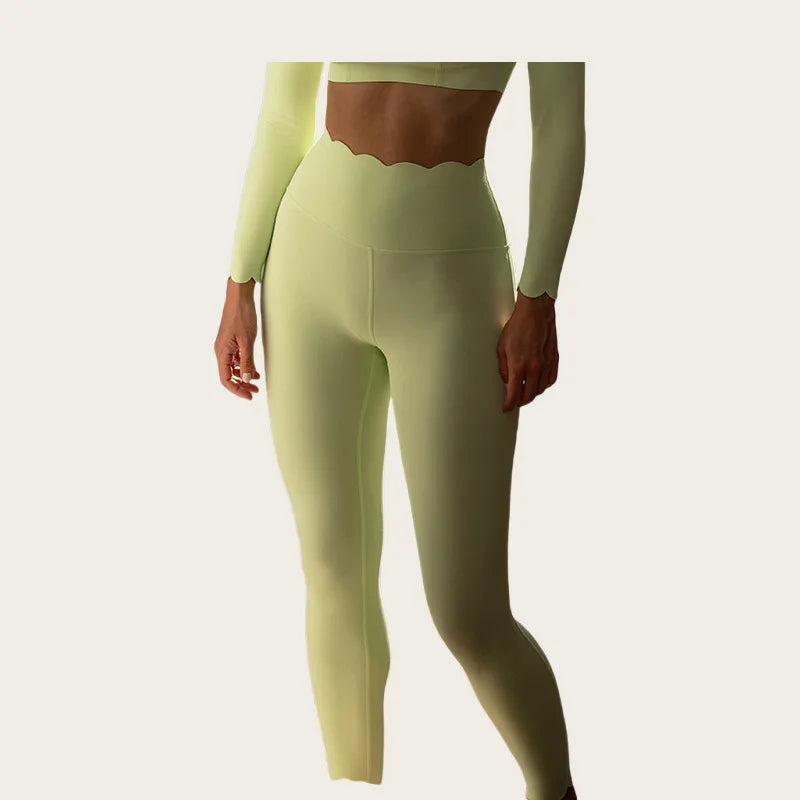 Black Square Neck Tight High Elastic Skinny Yoga Sports Long Sleeves Fashion Compression Pants Fitness Leggings Workout Tights