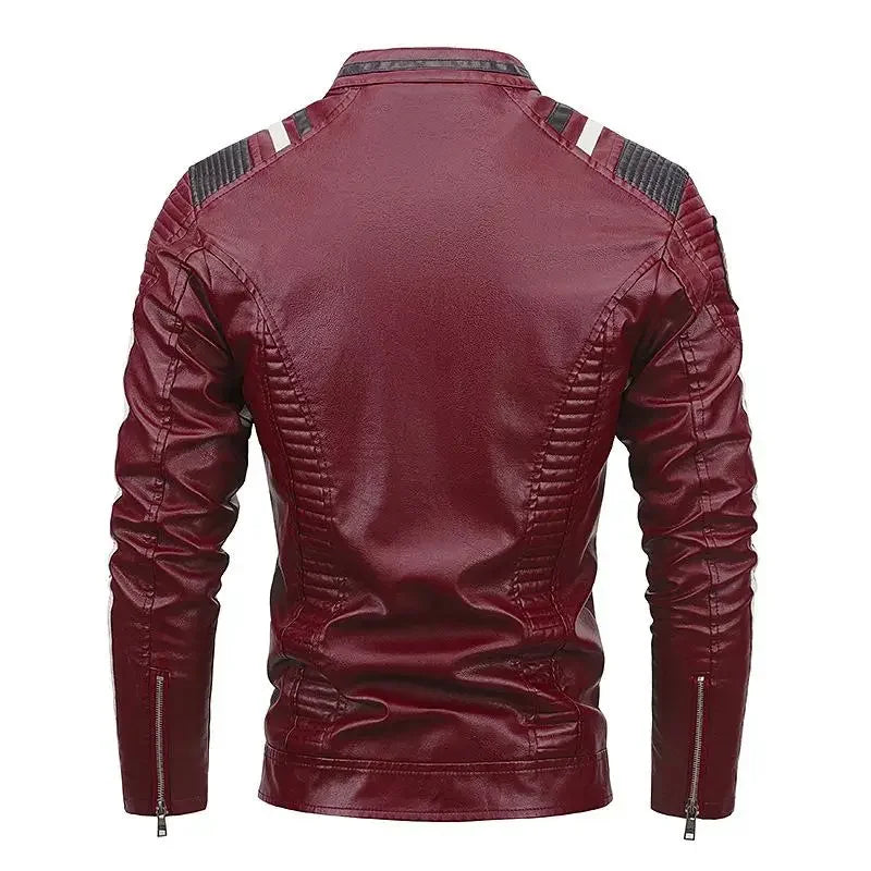 Mens Vintage Motorcycle Jacket 2025 Men Fashion New Biker Leather Jacket Male Embroidery Bomber Coat Winter Fleece Pu Overcoat