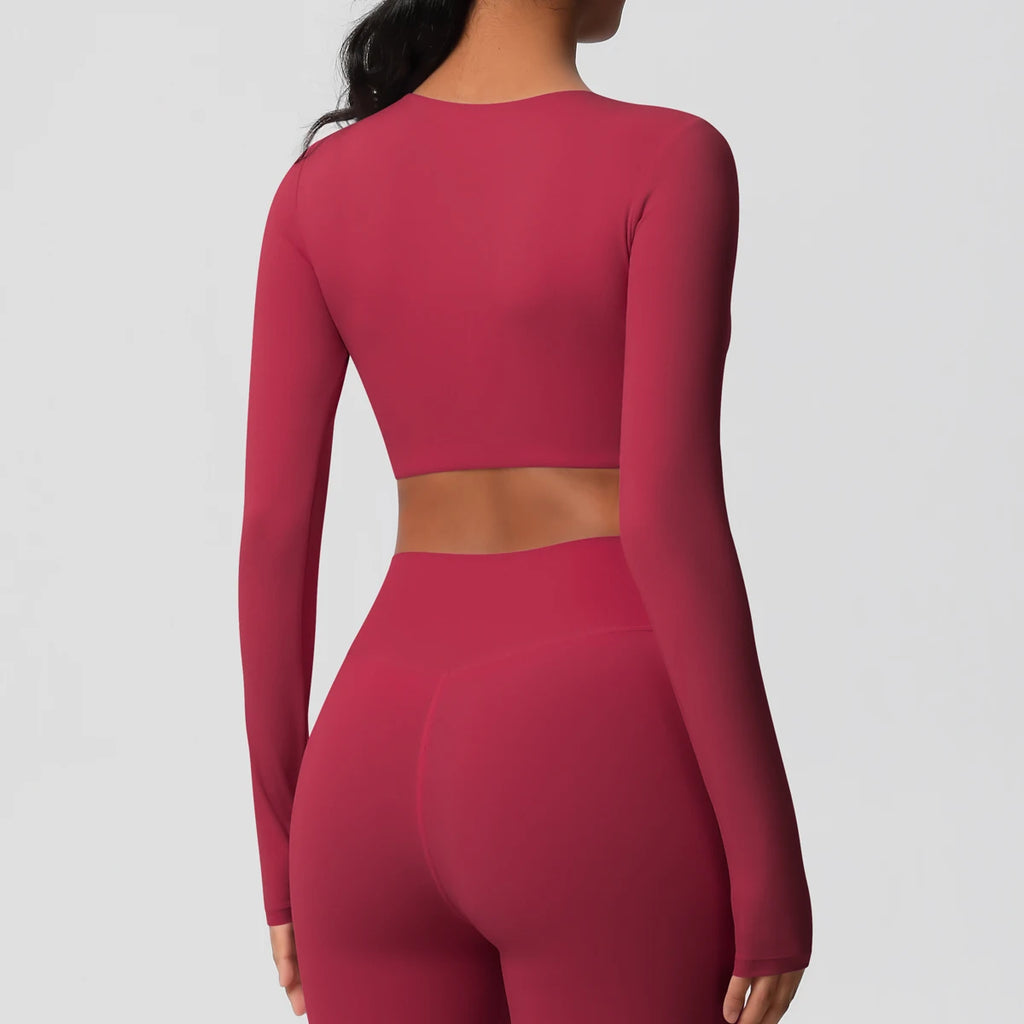 Yoga Shirts For Women Long Sleeve With Padded Fitness Running Gym Clothes Workout Dry Fit Breathable High Elastic Sports Top