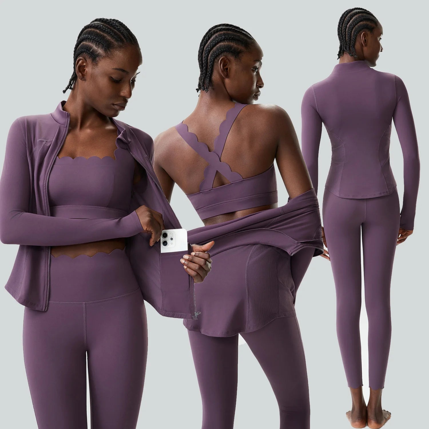 2/3 Pces Fitness Yoga Set Women Solid Color Gym Running Suit Stretch Soft Workout Clothes Female Breathable Quick Dry Sportswear