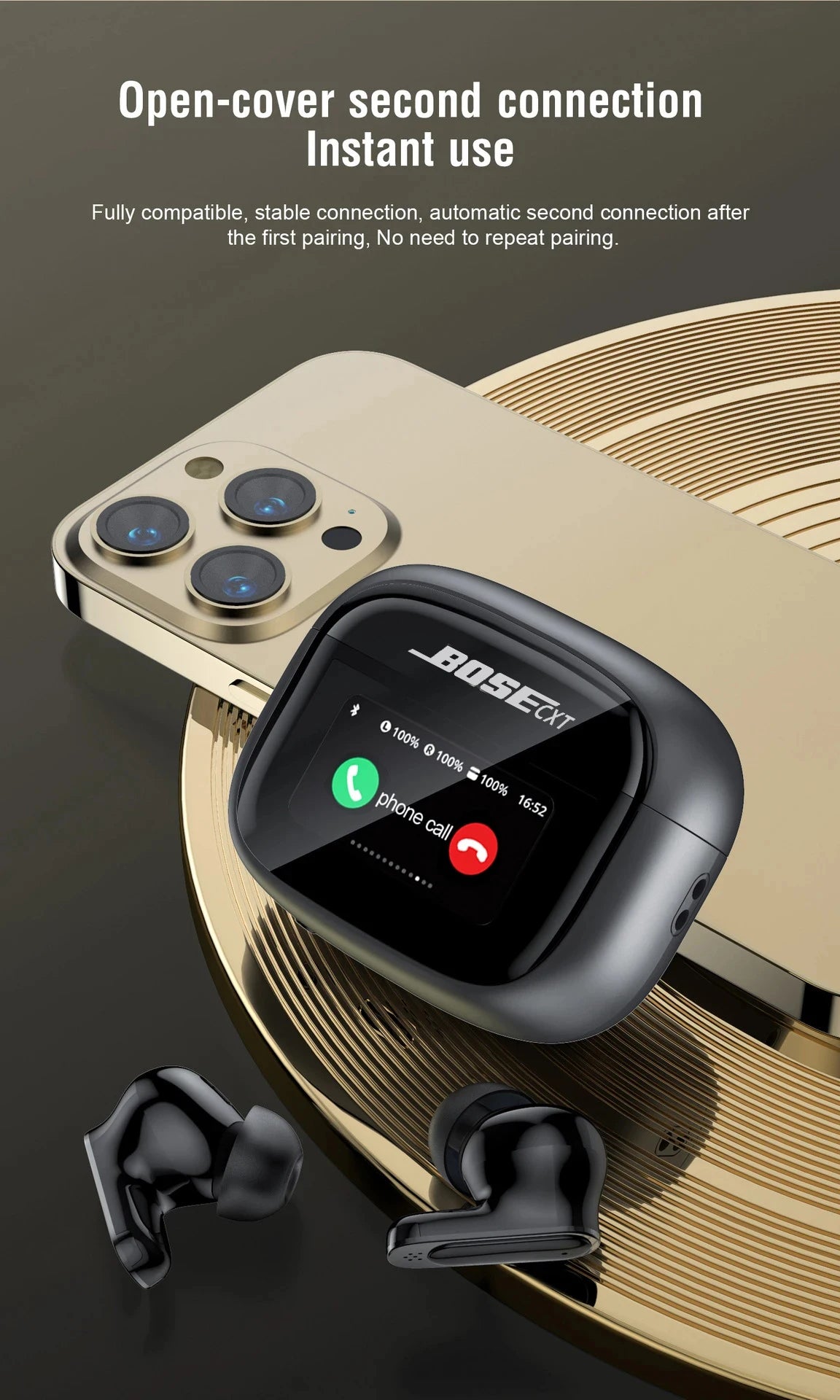 BOSECXT V11 TWS Wireless Earphones Touch Screen Digital Display
