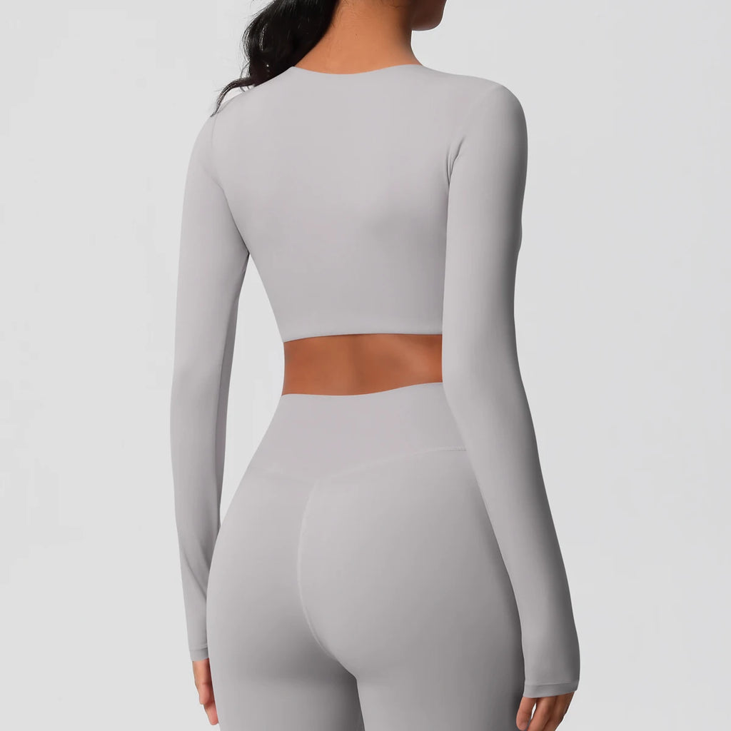 Yoga Shirts For Women Long Sleeve With Padded Fitness Running Gym Clothes Workout Dry Fit Breathable High Elastic Sports Top