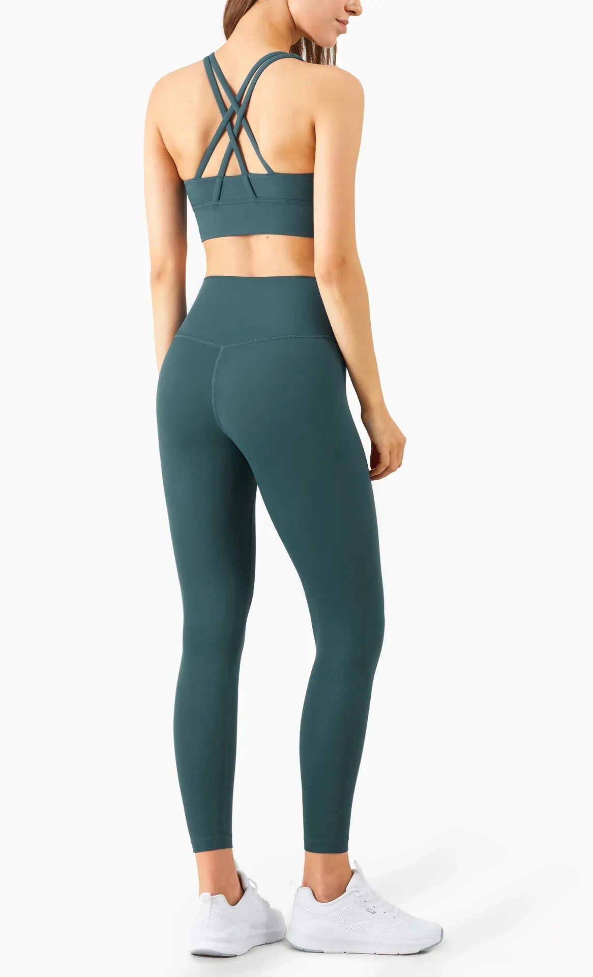 Summer New 2 Piece Yoga Clothes  Women's Tracksuit Athletic Cross Back Nylon Yoga Top Women Sports Bra Leggings Pilates Fitness