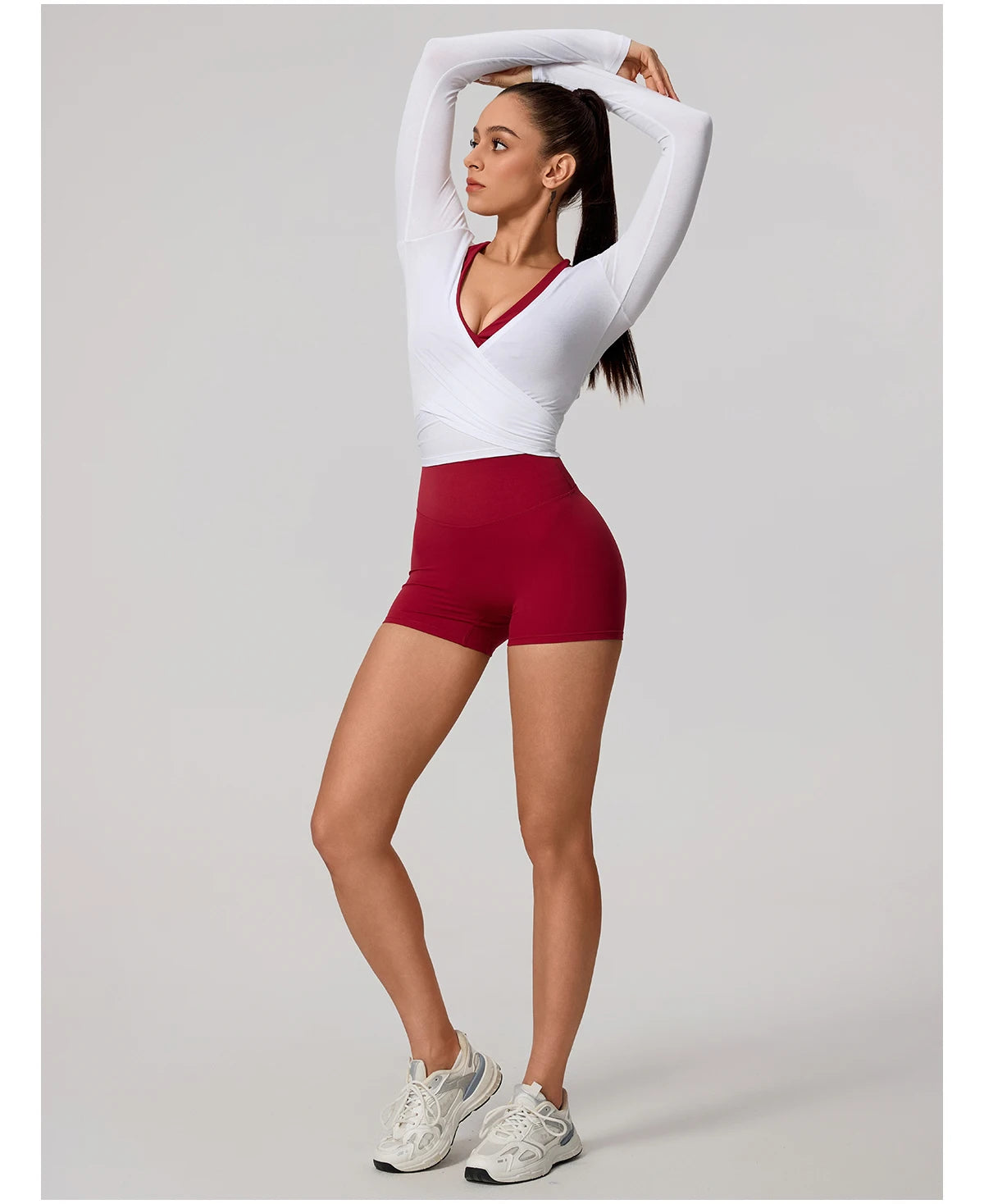 Hearuisavy Women's Yoga Shirt Long Sleeve Sportswear Gym Casual Breathable Quick Dry Sports Top Pilates Dance Ballet Wrap Tops