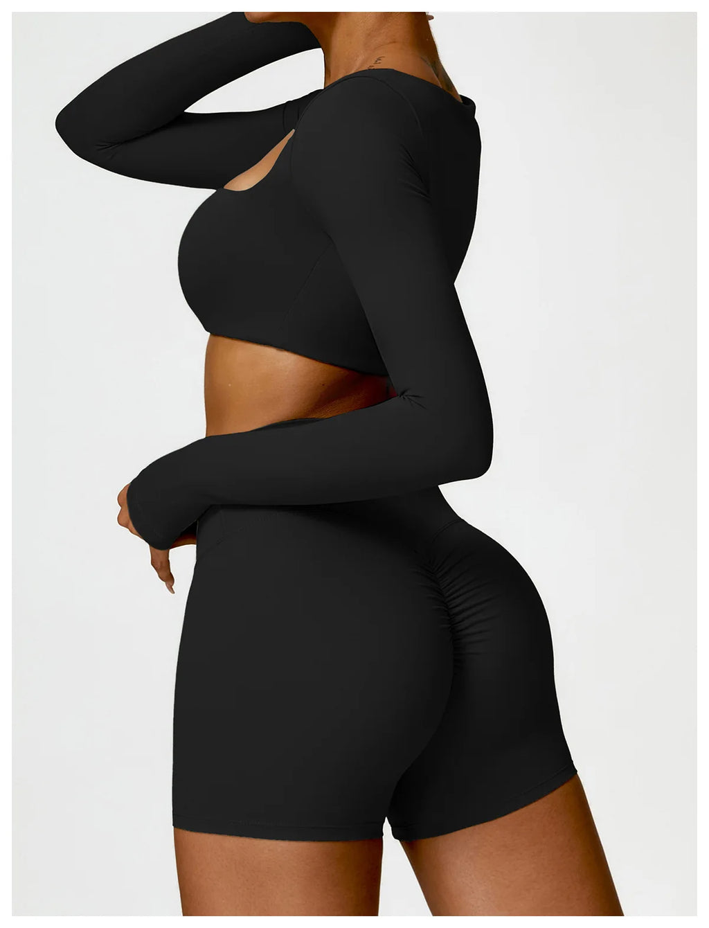 Hearuisavy Casual Quick Dry Sportswear Women Square Neck Gym Top Women Fitness Sports Crop Top Female Long Sleeve Yoga Clothing