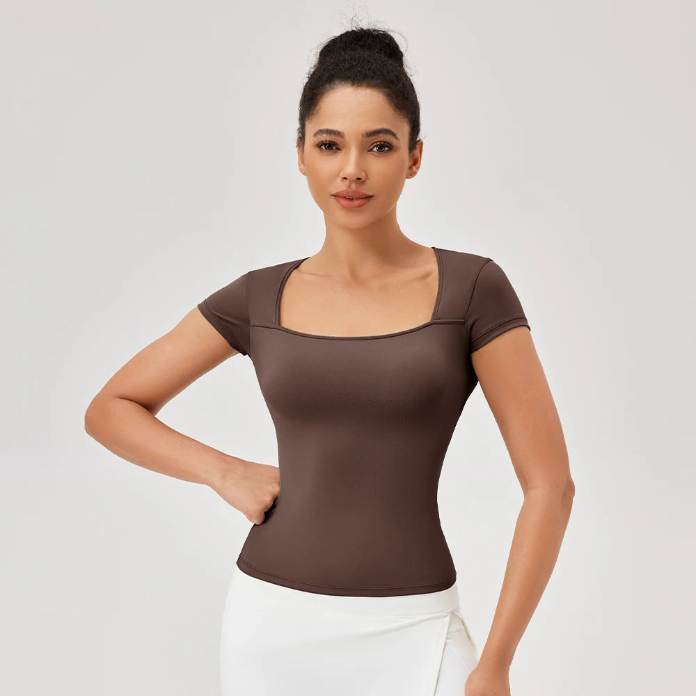 Yoga Tops Women Gym Training Sport Tops Quick-Dry Yoga Shirts Short-sleeved Outdoor Running Fitness Casual Sports T-shirt