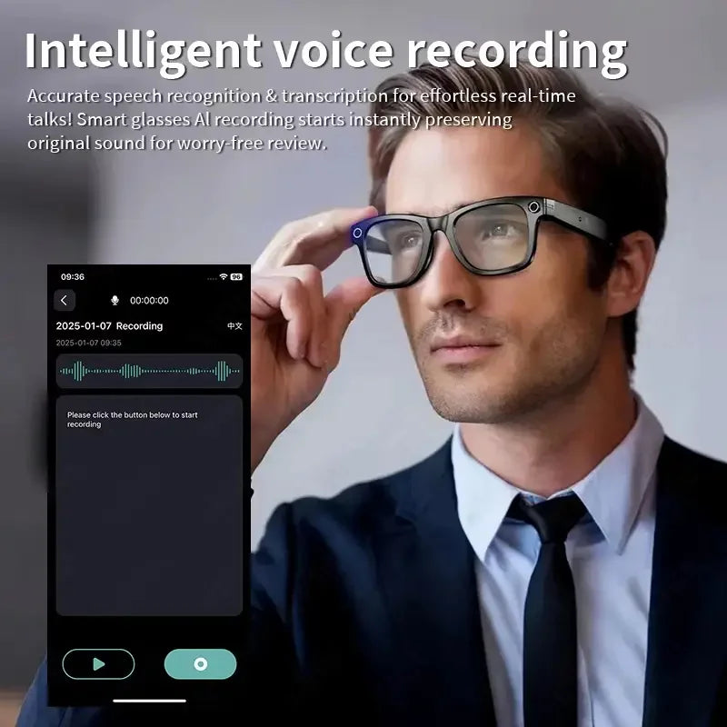 AI Smart Glasses with 8MP Camera Video Recording 100+ Languages Translation