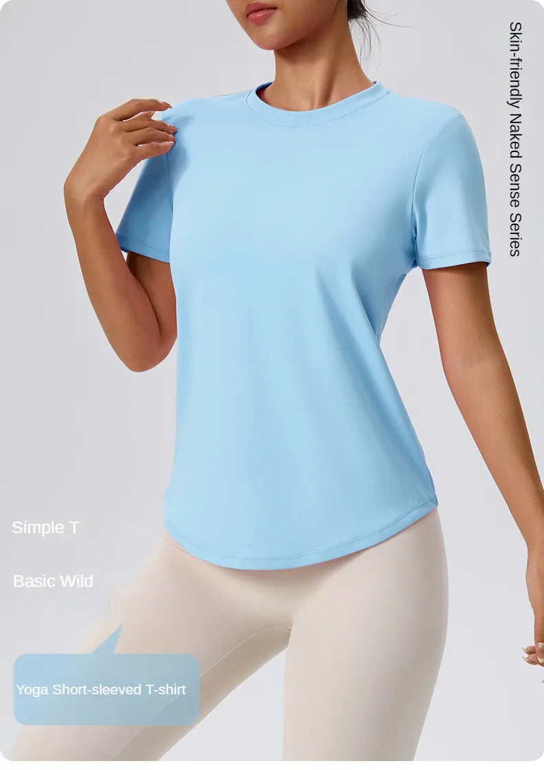 Yoga Classic T-shirt Women's Fitness Yoga Clothing Short Sleeve Round Neck Sports T-shirt