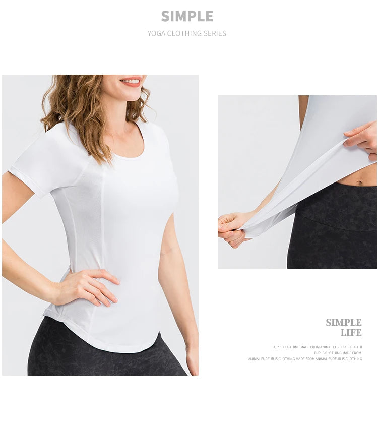 Women Yoga Tops Breathable Sport Fitness Workout Running Yoga Top Quick Dry Short Sleeve Gym T Shirt