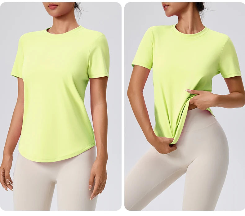 Yoga Classic T-shirt Women's Fitness Yoga Clothing Short Sleeve Round Neck Sports T-shirt