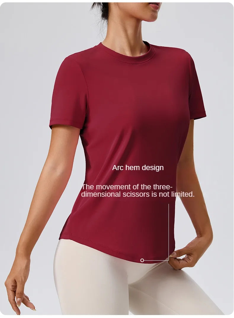 Yoga Classic T-shirt Women's Fitness Yoga Clothing Short Sleeve Round Neck Sports T-shirt