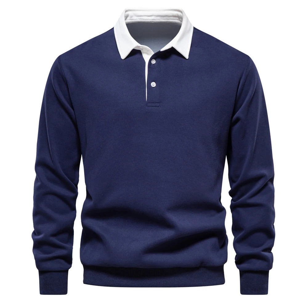 New Autumn Fashion Design Polo Neck Sweatshirts for Men Casual and Social Wear Quality Cotton Mens Sweatshirts
