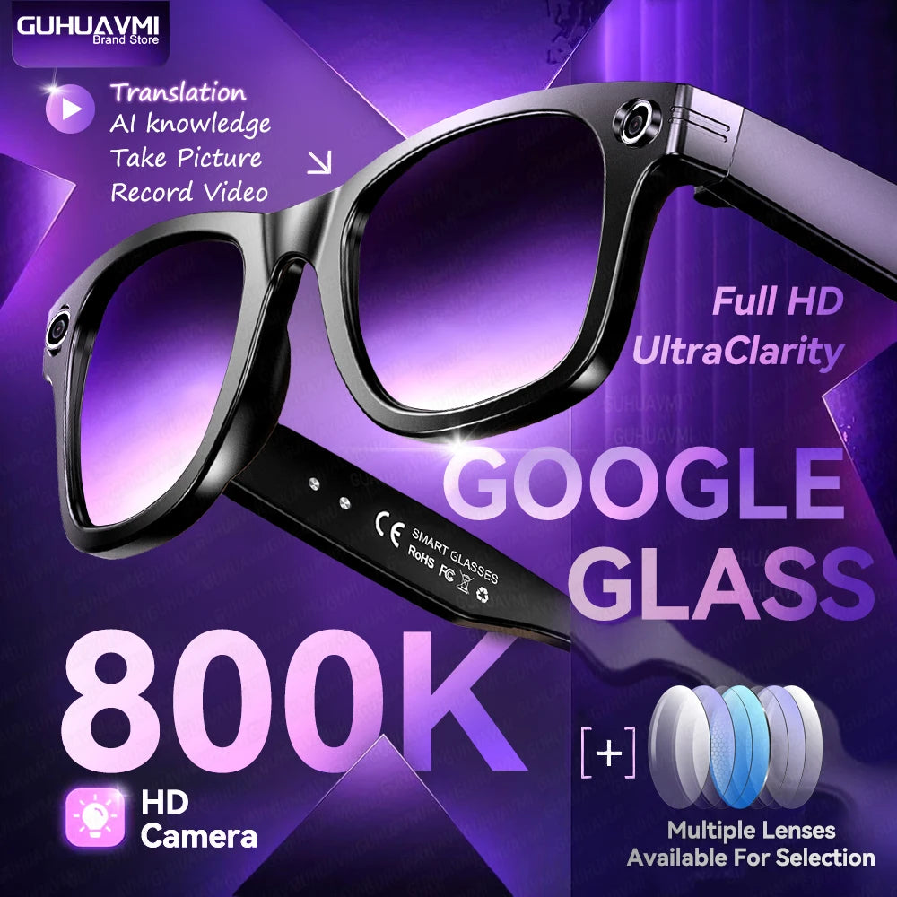AI Smart Glasses with 8MP Camera Video Recording 100+ Languages Translation