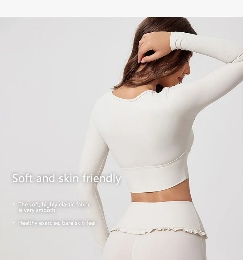 Fall/Winter 2Pcs Women Gym Yoga Female Outfit Outdoor Sports Quick-Dry Long-Sleeved Shirt Set Woman Two-Piece Suit Sportswear