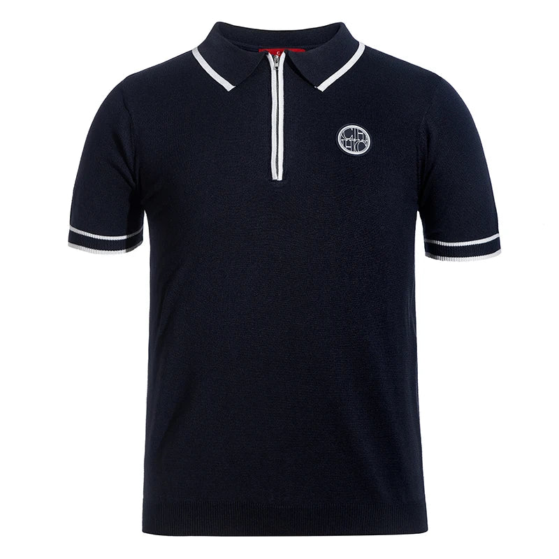 CHCH Men's Polo New Fashion Summer Half Zipper Design Men's Short Sleeves Classic Commuting Leisure Badge Design Men's Polo