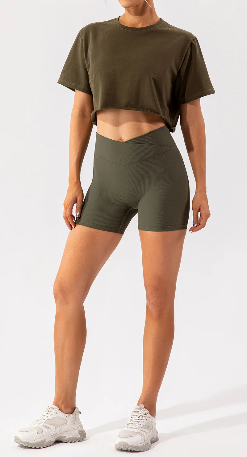 Outdoor Dance Sports Short-sleeved Yoga Shirts Women Casual Running Fitness Tops Loose Sports T-shirts Yoga Clothes Gym Crop Top