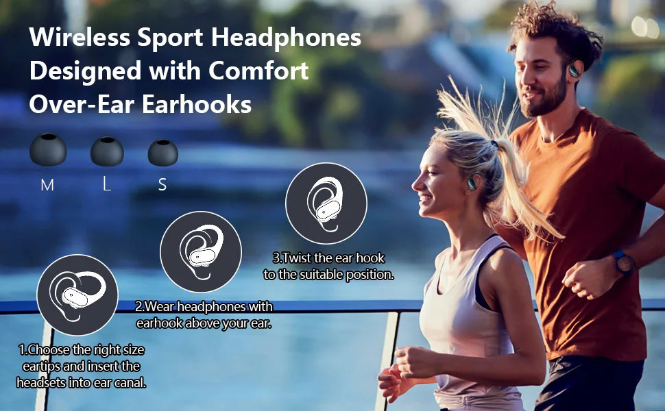 Bluetooth 5.3 Earphones Ear hooks Waterproof Headset for Sports