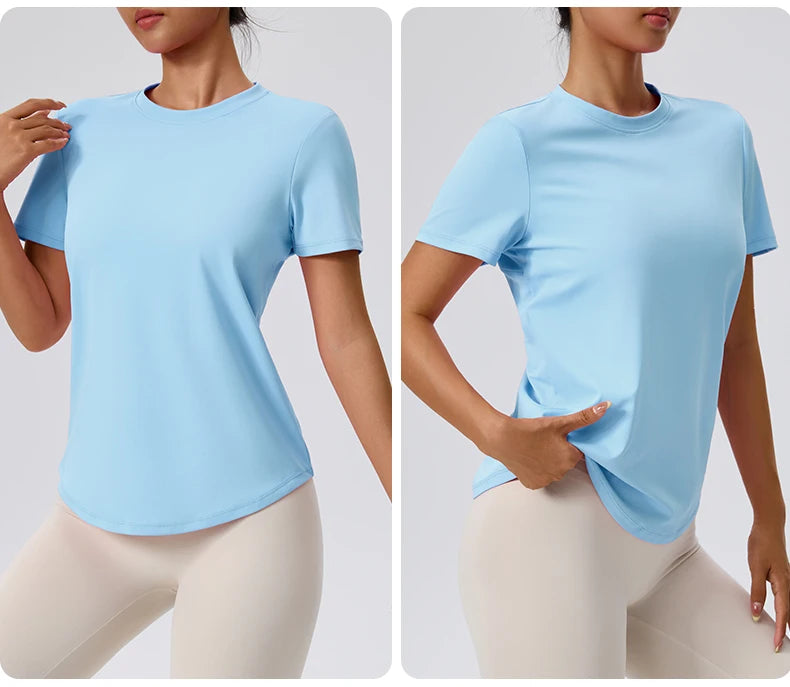 Yoga Classic T-shirt Women's Fitness Yoga Clothing Short Sleeve Round Neck Sports T-shirt