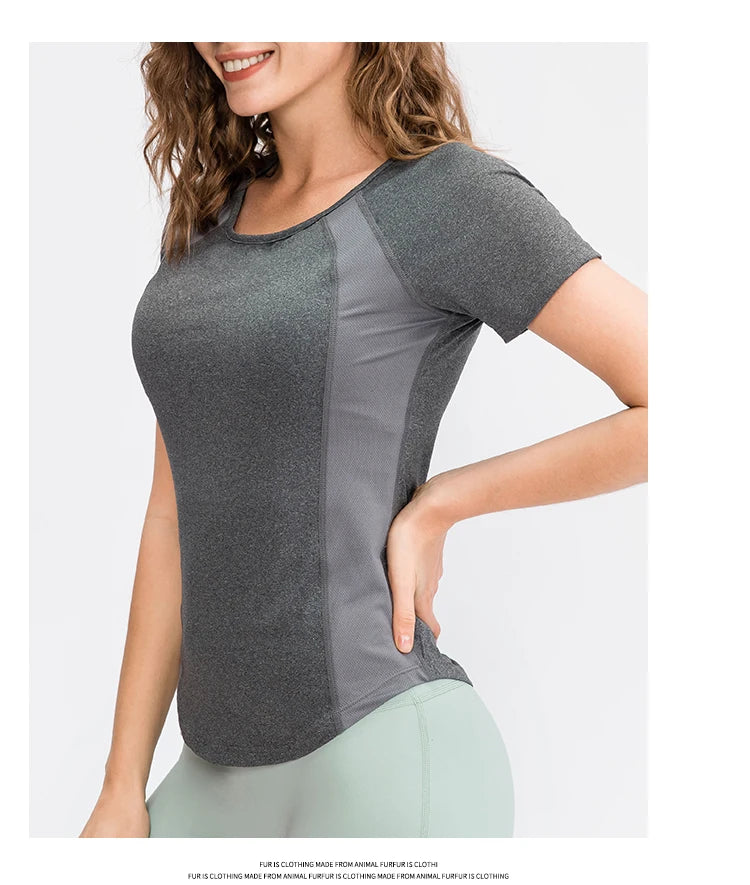 Women Yoga Tops Breathable Sport Fitness Workout Running Yoga Top Quick Dry Short Sleeve Gym T Shirt