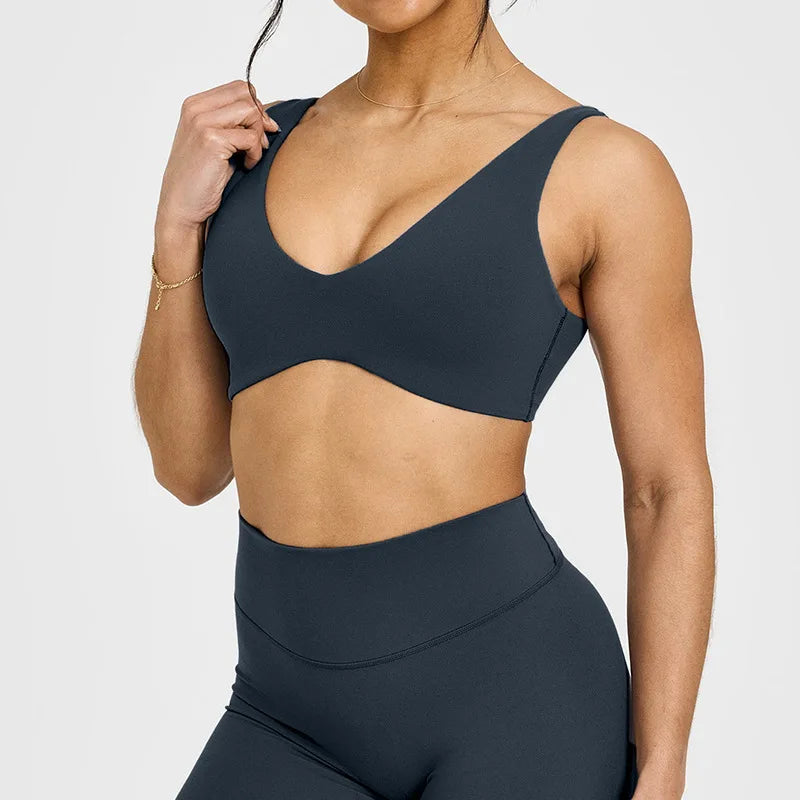 Yoga fitness sports bra women's gathered beautiful back high-intensity sports vest tight sportswear breathable sports top