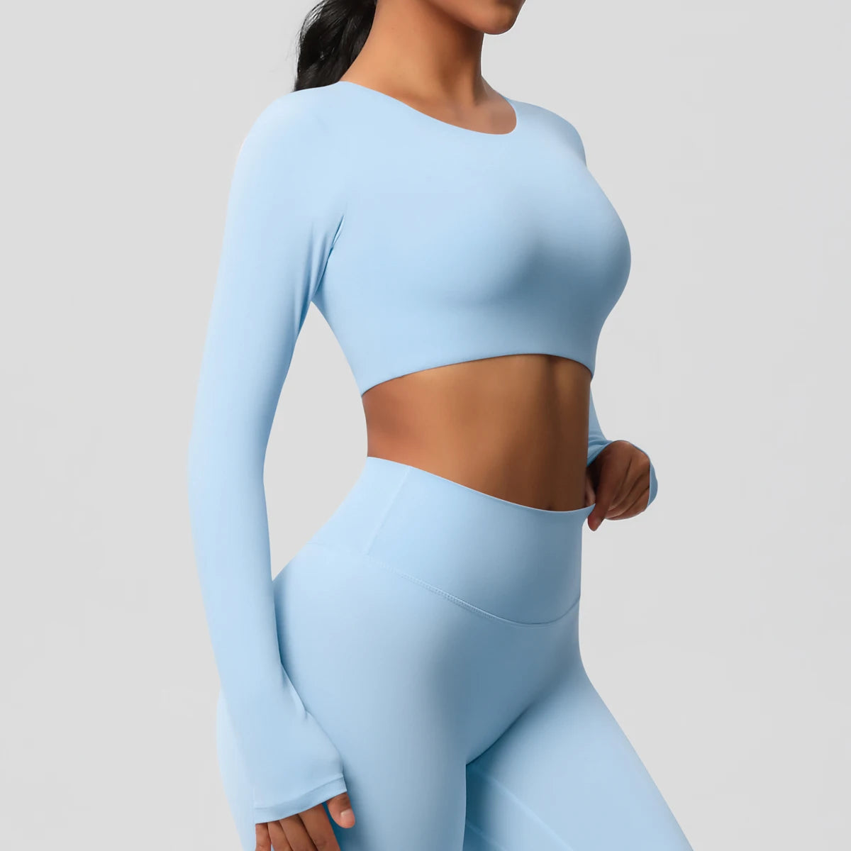 Yoga Shirts For Women Long Sleeve With Padded Fitness Running Gym Clothes Workout Dry Fit Breathable High Elastic Sports Top
