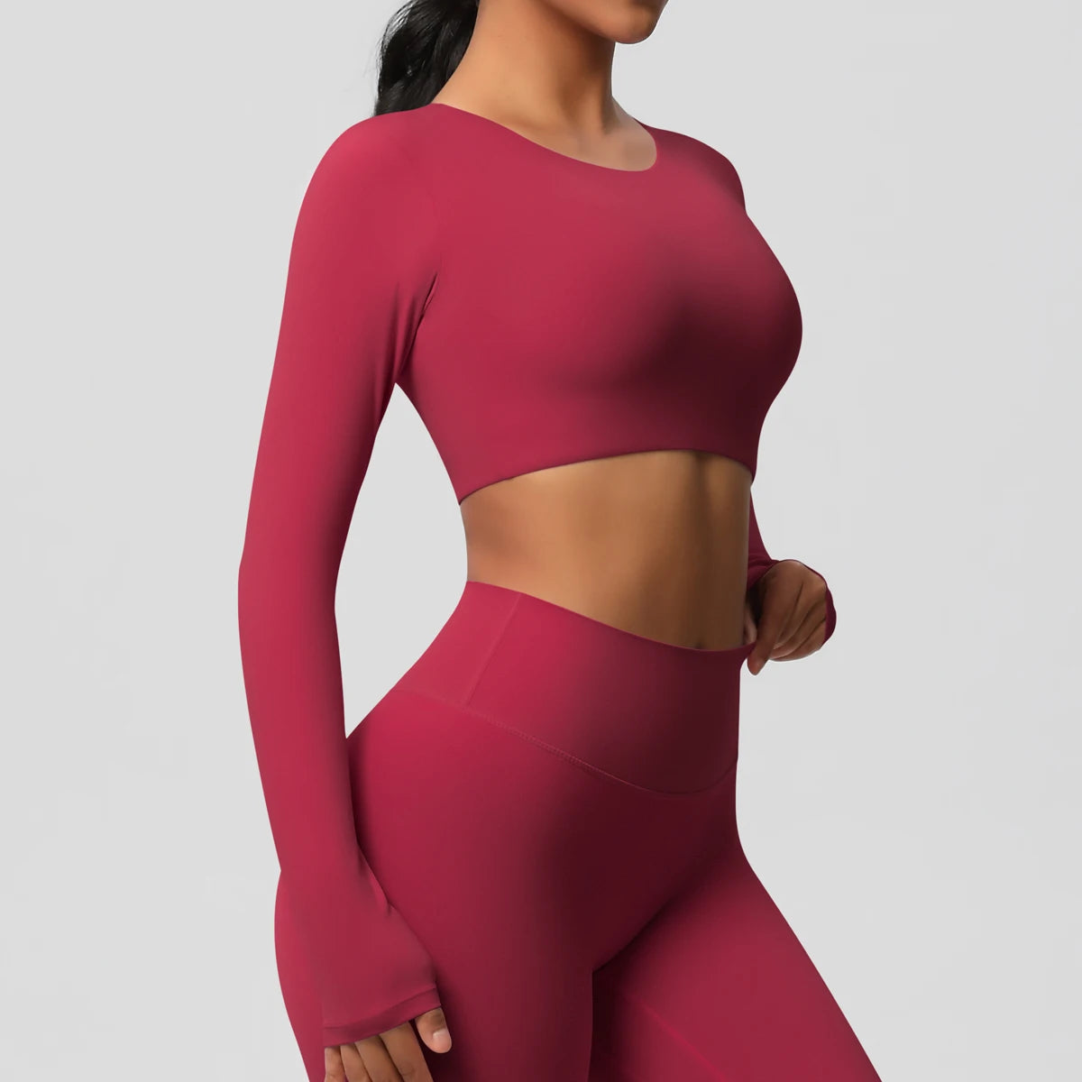 Yoga Shirts For Women Long Sleeve With Padded Fitness Running Gym Clothes Workout Dry Fit Breathable High Elastic Sports Top