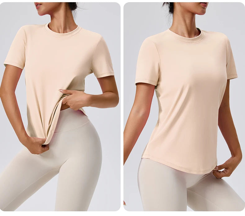 Yoga Classic T-shirt Women's Fitness Yoga Clothing Short Sleeve Round Neck Sports T-shirt