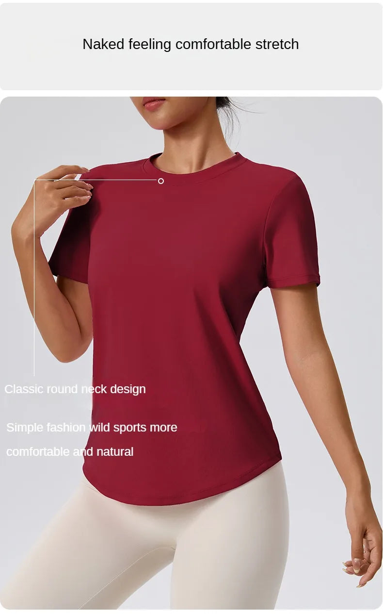Yoga Classic T-shirt Women's Fitness Yoga Clothing Short Sleeve Round Neck Sports T-shirt
