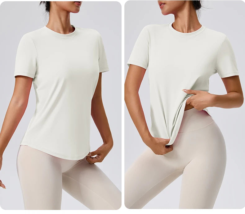 Yoga Classic T-shirt Women's Fitness Yoga Clothing Short Sleeve Round Neck Sports T-shirt