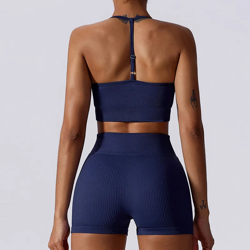 Yoga Short Sets Seamless SportsWear Women Sport Outfit For Woman Crop Top Mini Shorts Suit Workout Clothes Athletic Wear