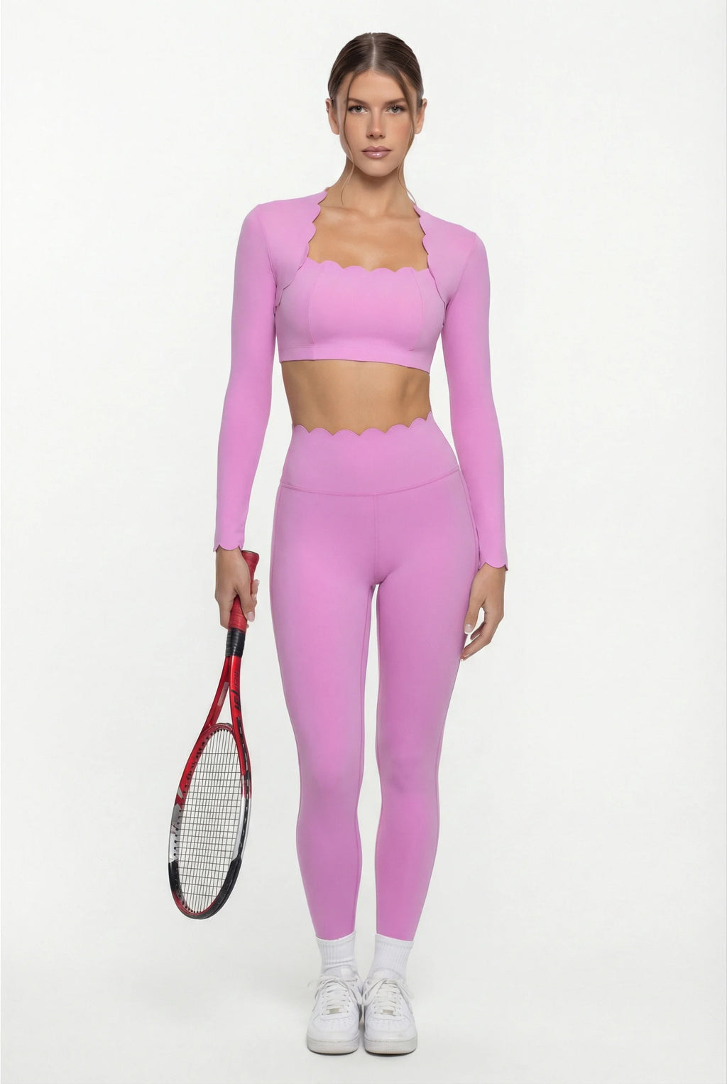 Black Square Neck Tight High Elastic Skinny Yoga Sports Long Sleeves Fashion Compression Pants Fitness Leggings Workout Tights