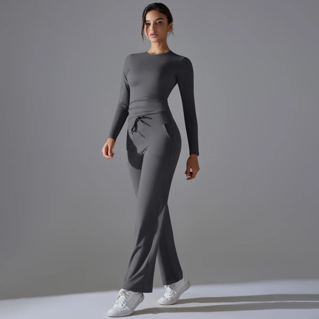 2 Pieces Sportswear Yoga Set Gym Clothes Sportswear Yoga Suits For Women Fitness Set Tracksuits Sports Long Sleeve Gym Leggings
