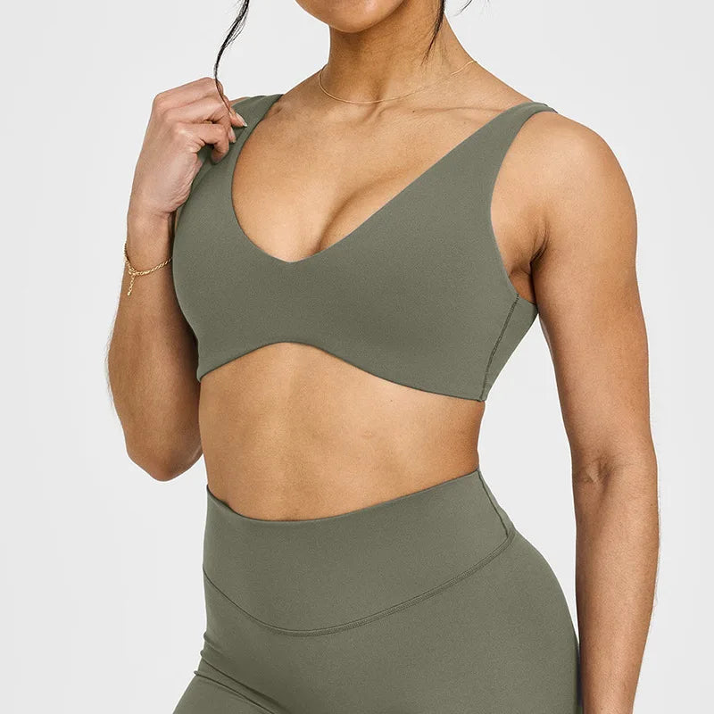 Yoga fitness sports bra women's gathered beautiful back high-intensity sports vest tight sportswear breathable sports top