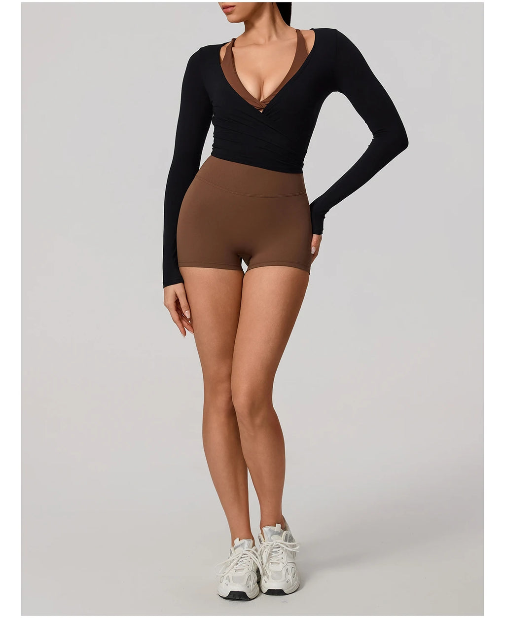 Hearuisavy Women's Yoga Shirt Long Sleeve Sportswear Gym Casual Breathable Quick Dry Sports Top Pilates Dance Ballet Wrap Tops