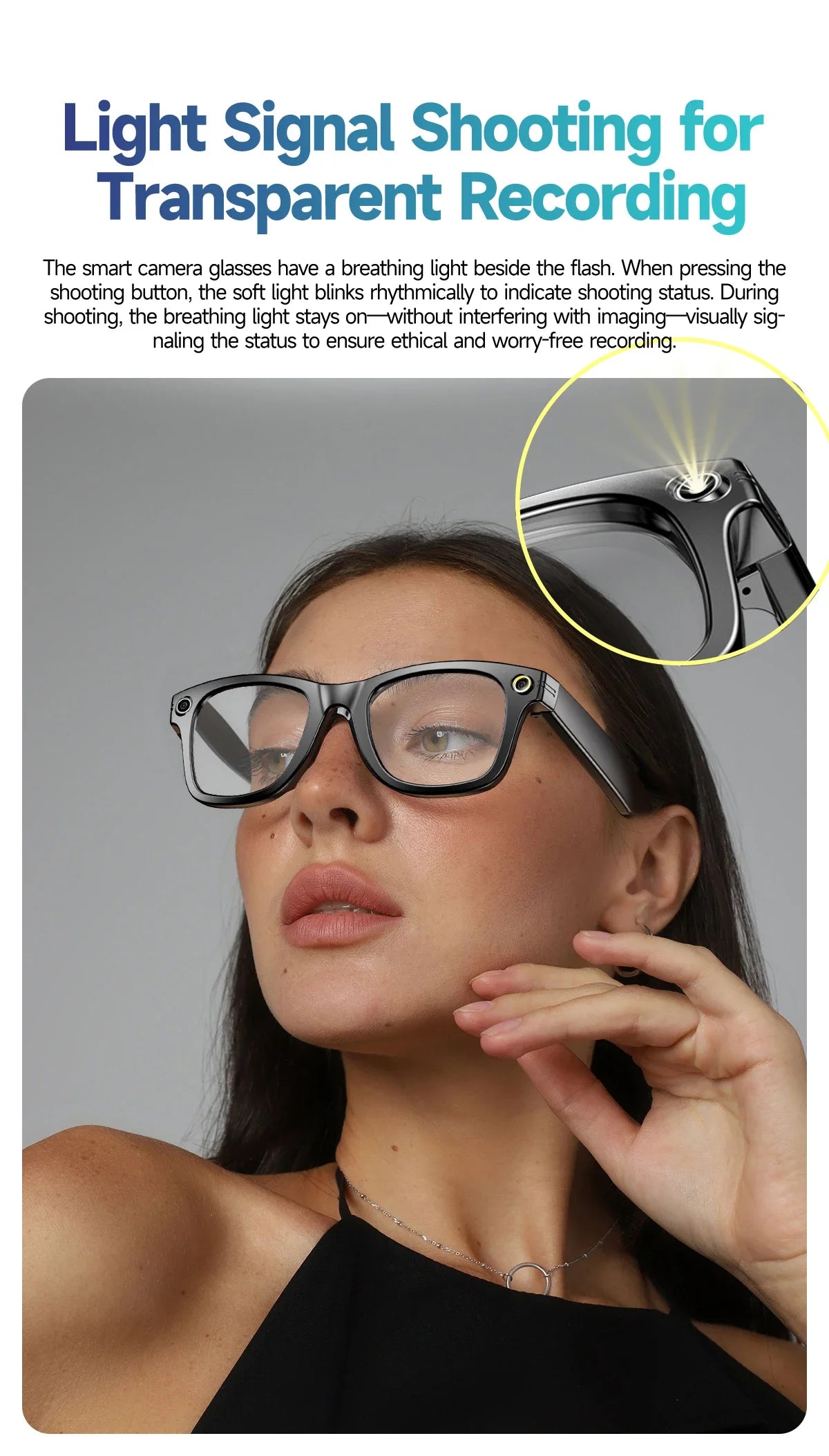 AI Smart Glasses with 8MP Camera Video Recording 100+ Languages Translation