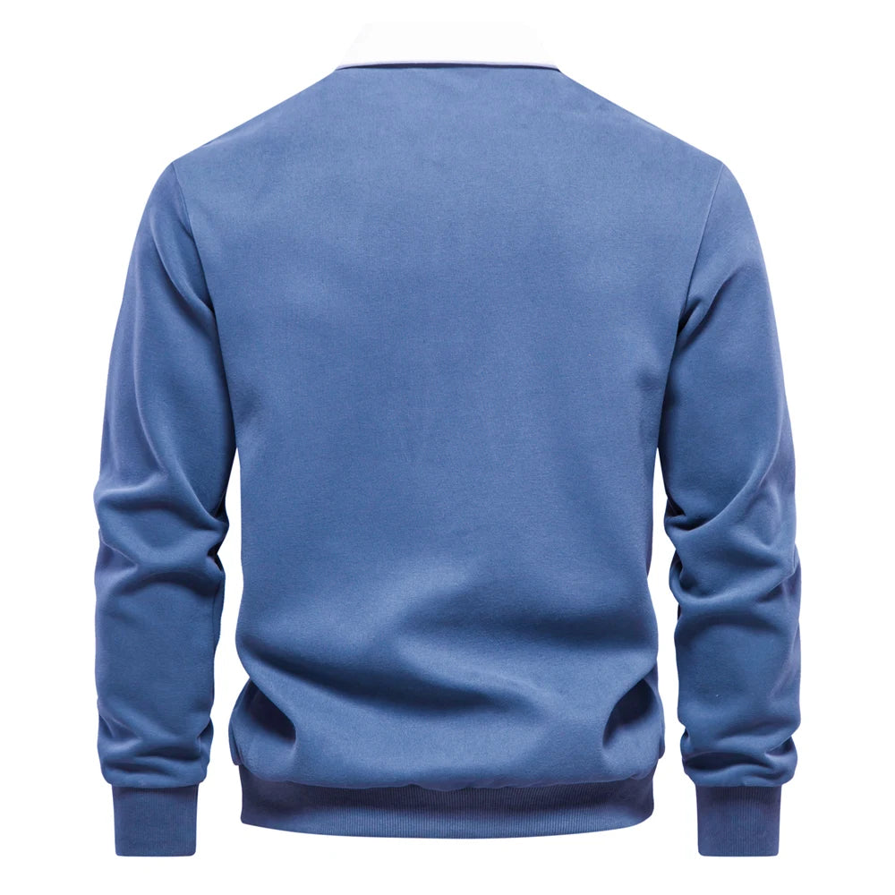 New Autumn Fashion Design Polo Neck Sweatshirts for Men Casual and Social Wear Quality Cotton Mens Sweatshirts