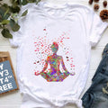 Yoga Tree Growing From A Lady Print Tshirt Girls White Funny Casual T Shirt Femme Buddha Chakra Meditation T-Shirt Women Tops