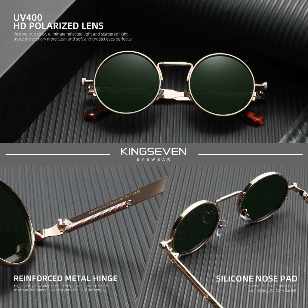 KINGSEVEN 2025 Polarized Men Sunglasses UV400 Gothic Steampunk Style