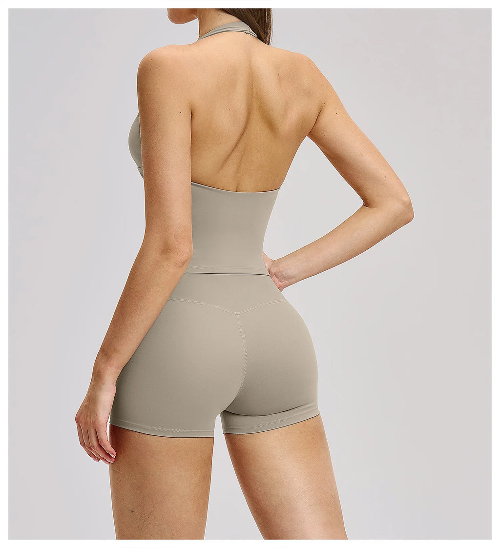 Yoga Set 2 Pieces Women's Tracksuit Sportswear Gym Clothing Workout Clothes High Waist Shorts Sexy Fitness Vest Sports Suit