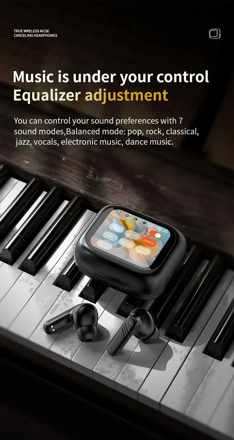 Lenovo V10 Touch Screen Headphones ANC Bluetooth 5.4 Noise Cancelling