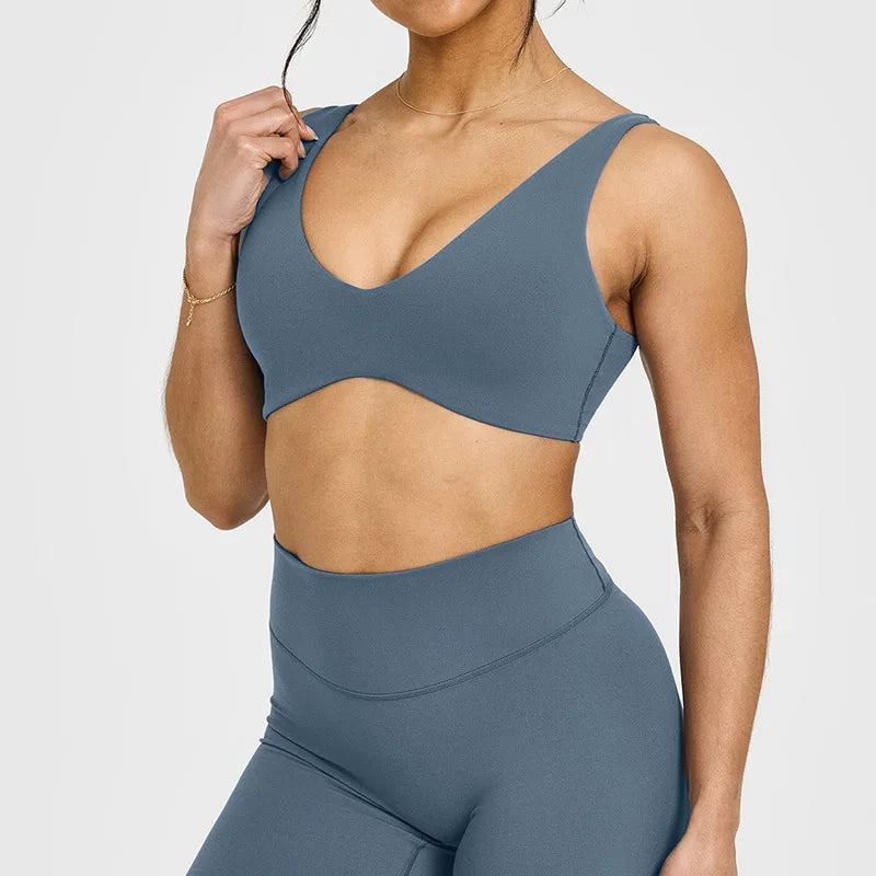Yoga fitness sports bra women's gathered beautiful back high-intensity sports vest tight sportswear breathable sports top